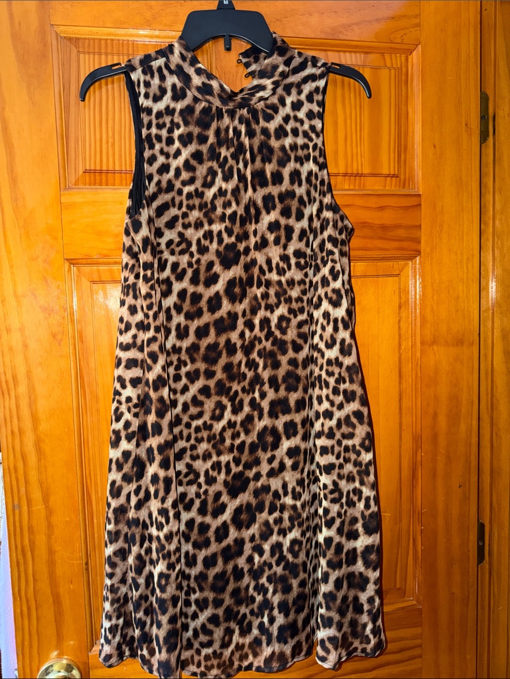 Tommy Hilfiger Leopard Print Sleeveless Dress in Brown and Black